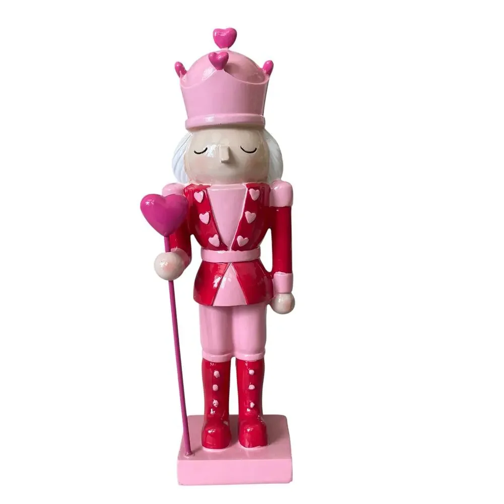 Cupcakes & Cashmere Wooden Heart Nutcracker 12.5in Pink & Red Valentines Decor
